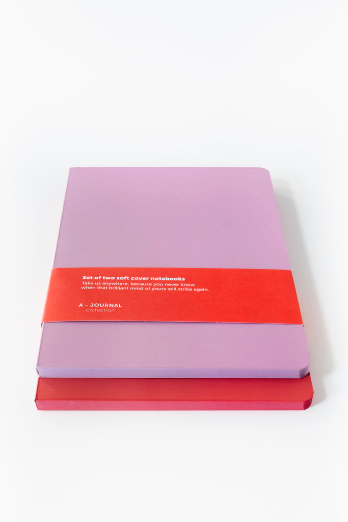 Set of 2 Softcover Notebooks "Lilac-Coral"