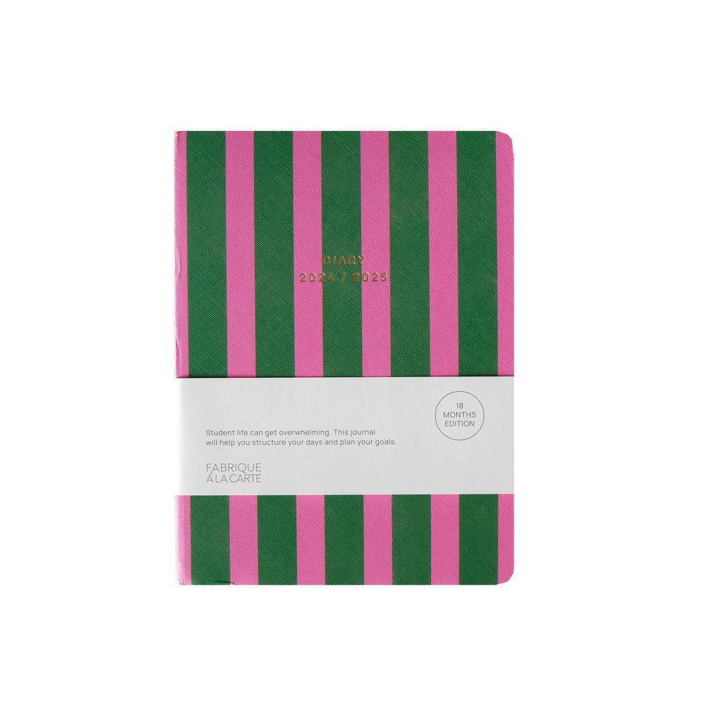 Fabrique Diary-Kalender 2024/2025 "Stripes" Green/Pink