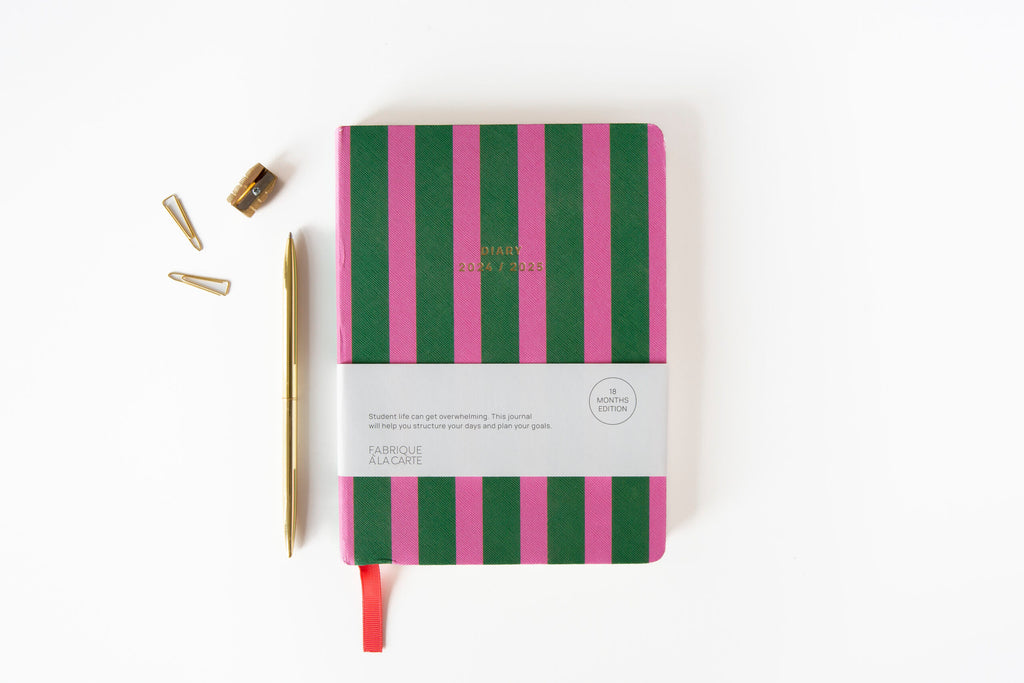 Fabrique Diary-Kalender 2024/2025 "Stripes" Green/Pink