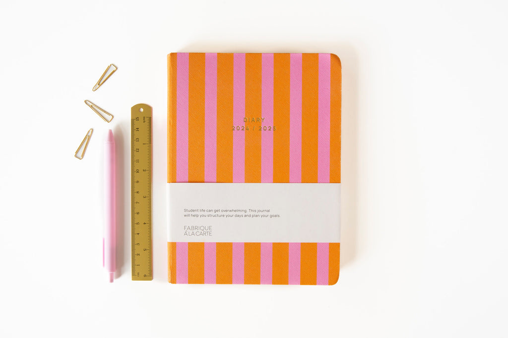 Fabrique Diary-Kalender 2024/2025 "Stripes" Orange/Pink