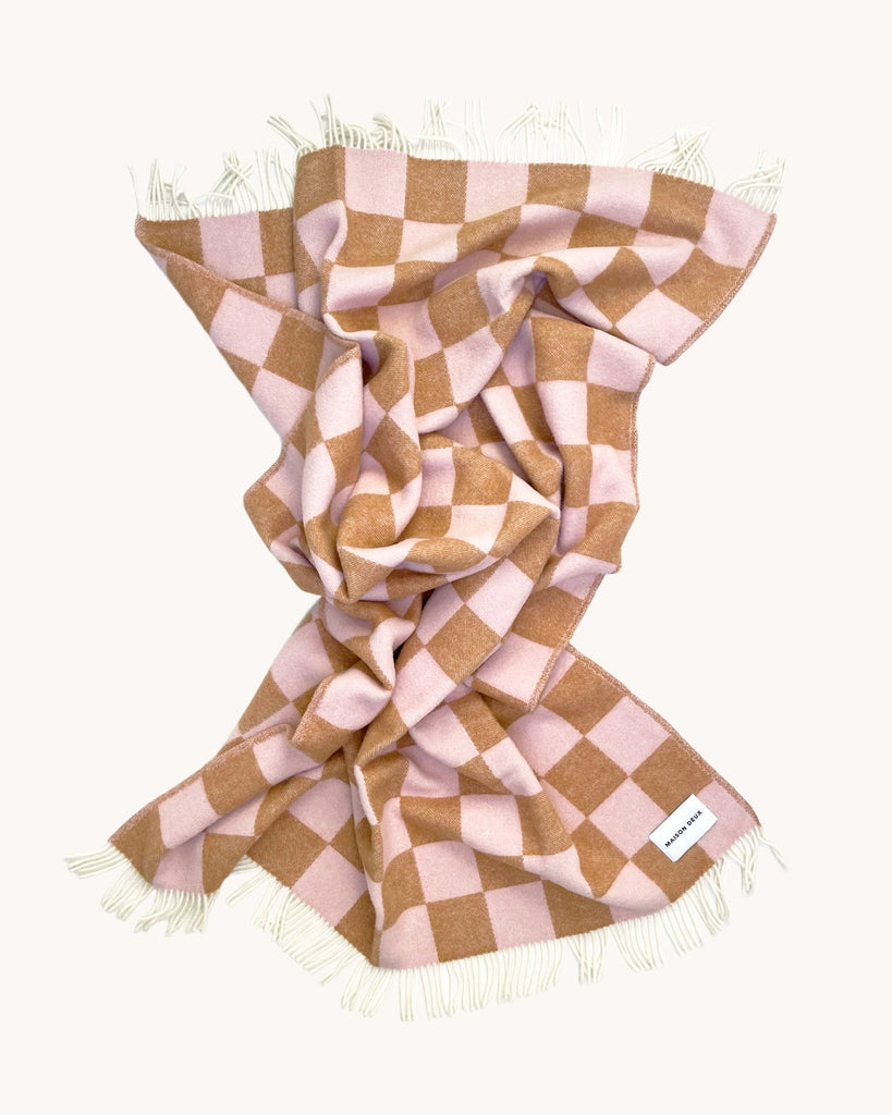 Wolldecke - "Checkerboard Blanket" Terra Pink