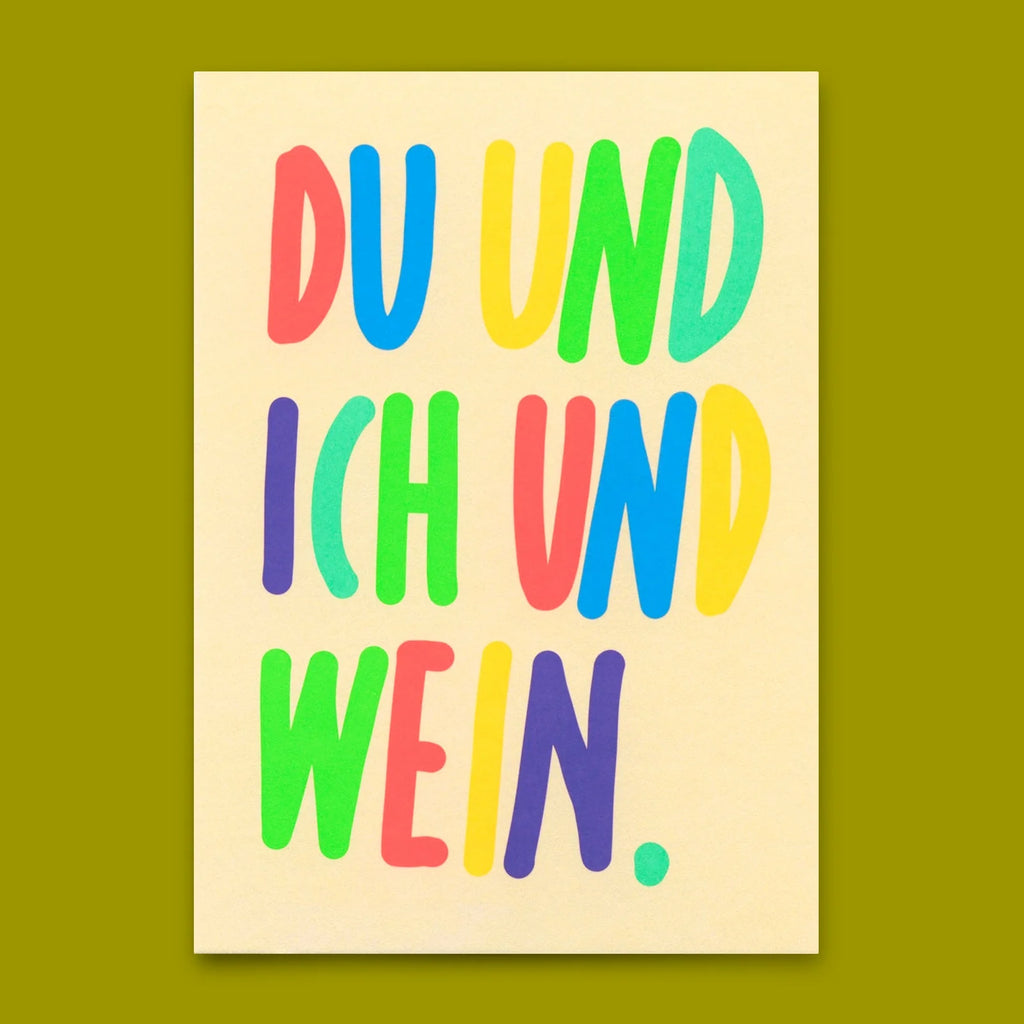 Postkarte "Du und Ich und Wein"
