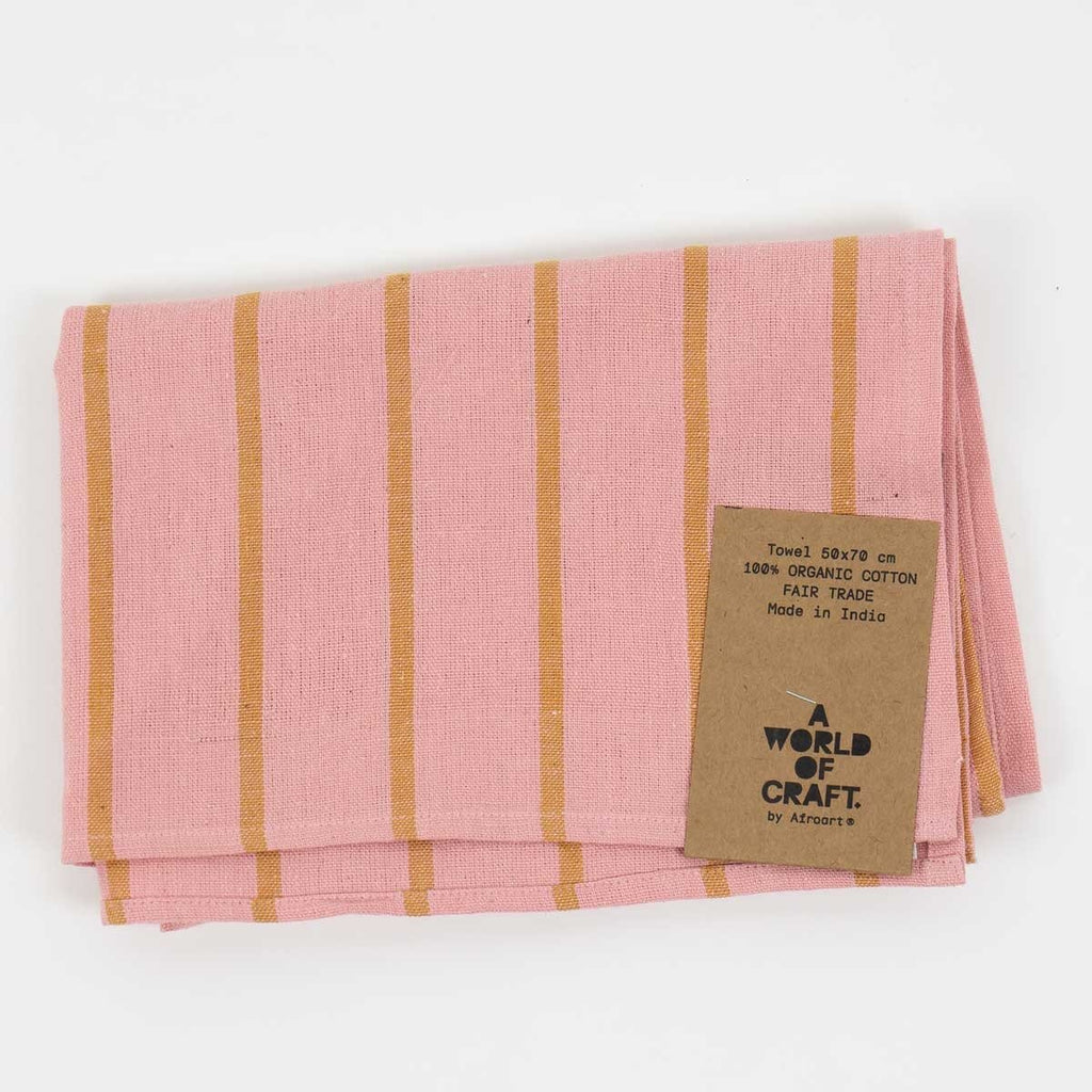 Towel "ECO WIDESTRIPE" Pink/Mustard