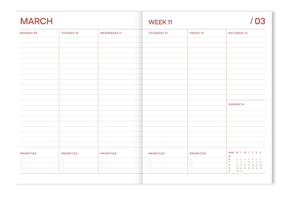 Fabrique Diary-Kalender 2025/2026 "Stripes Pink" 18 Monate