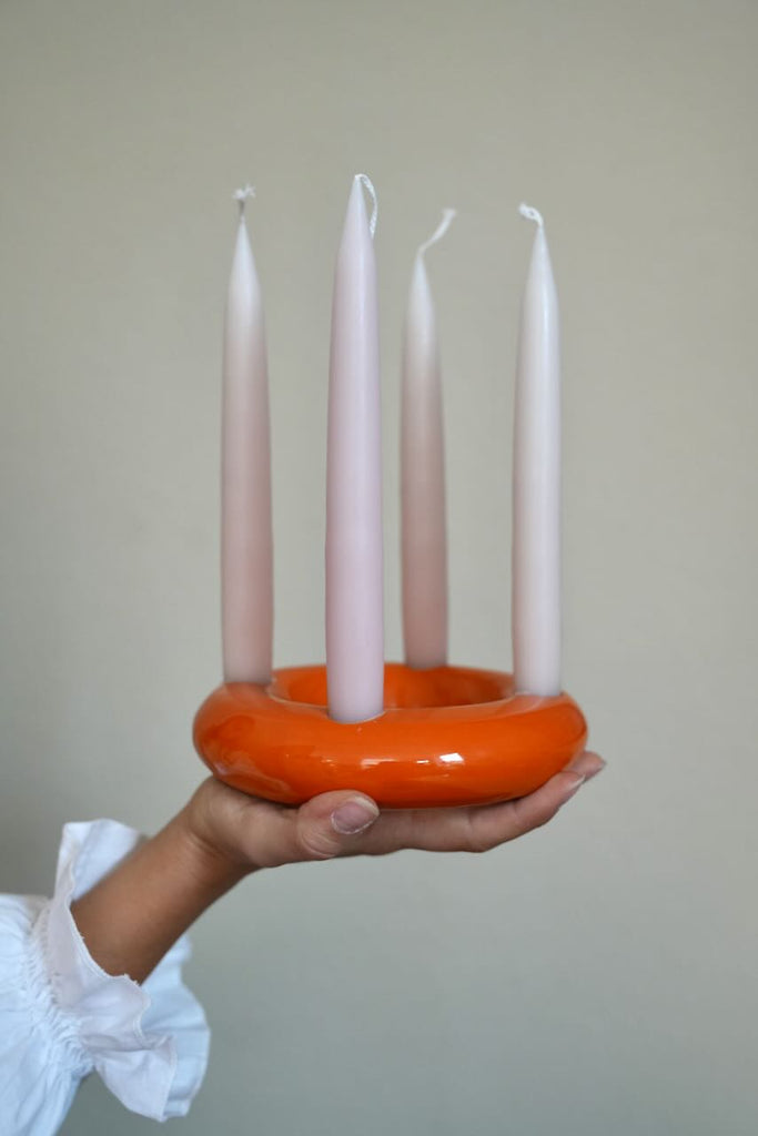 Keramik Adventskranz "Franz" Rot-Orange