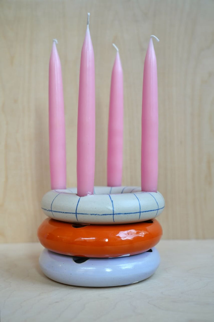 Keramik Adventskranz "Franz" Lilac