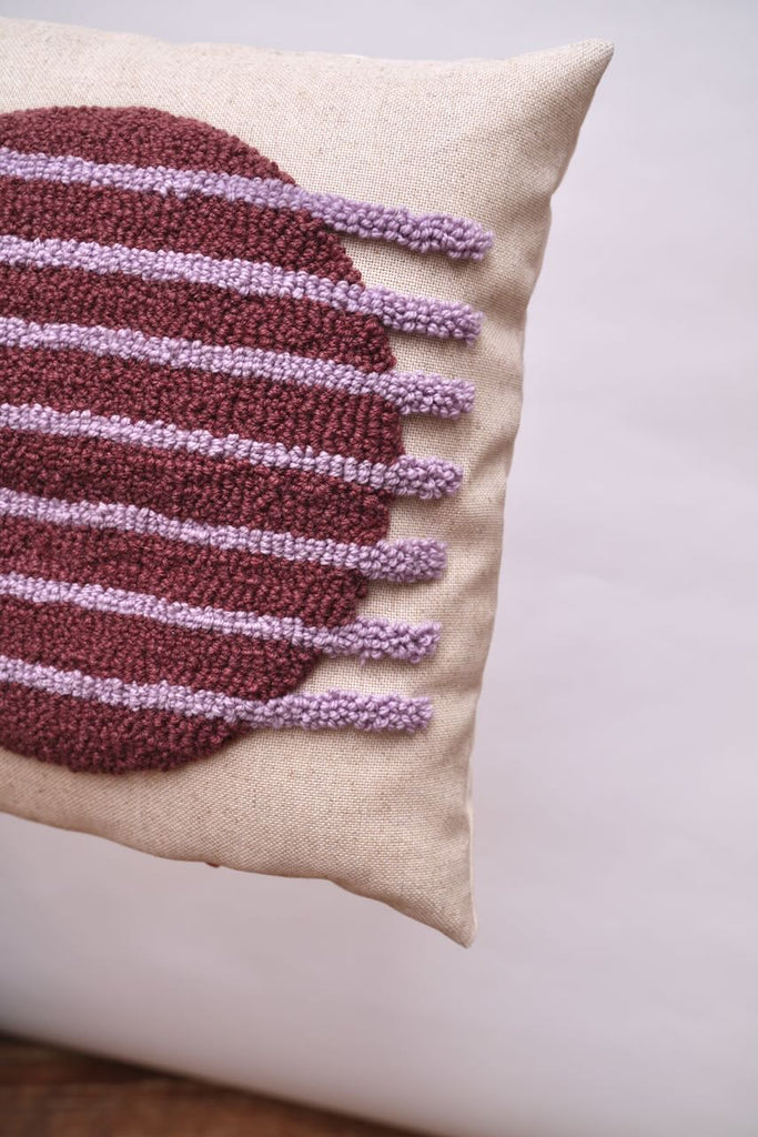 Lekai Art Kunst-Kissen "Circle & Stripes" - Braun/Flieder