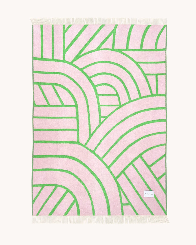 Wolldecke - "Lines Blanket" Pink/Apple