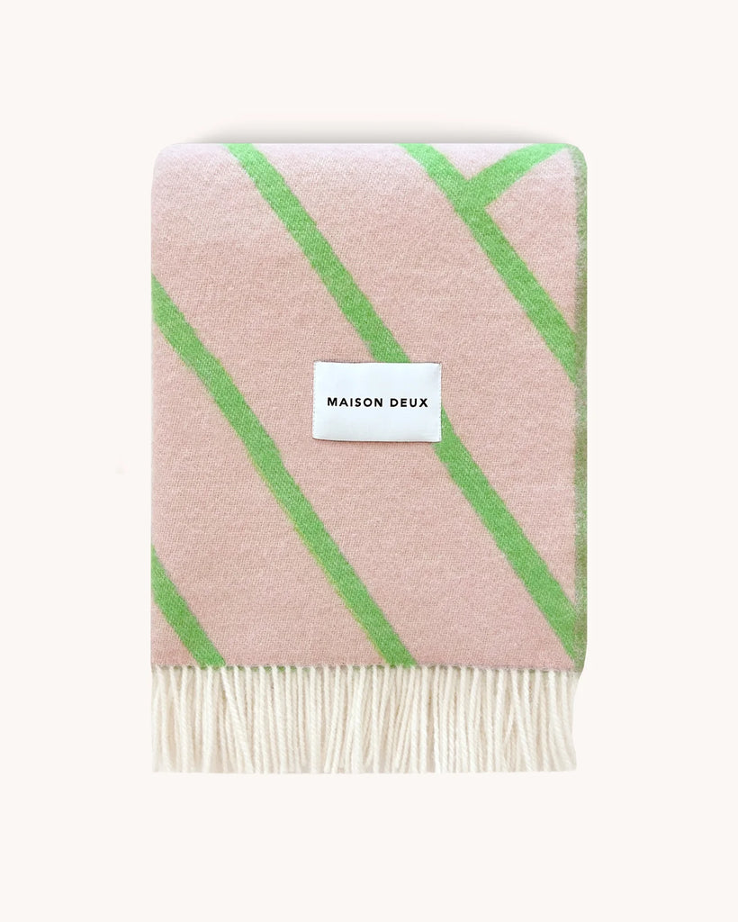 Wolldecke - "Lines Blanket" Pink/Apple