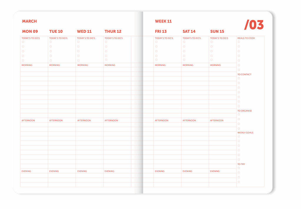 Spiral Organizer Kalender 2026 "Pink Red"