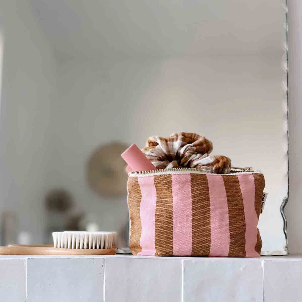 Wash Bag "Sofia" Stripes Strawberry/Caramel
