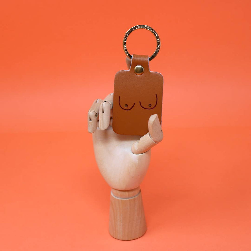 Schlüsselanhänger Leder "Boob" Nude