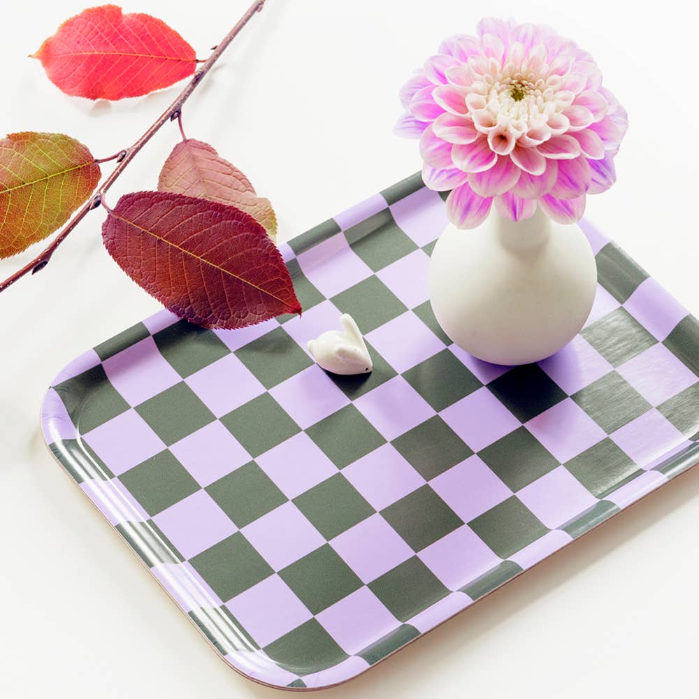 Serviertablett "CHECKER" - Lilac/Olive