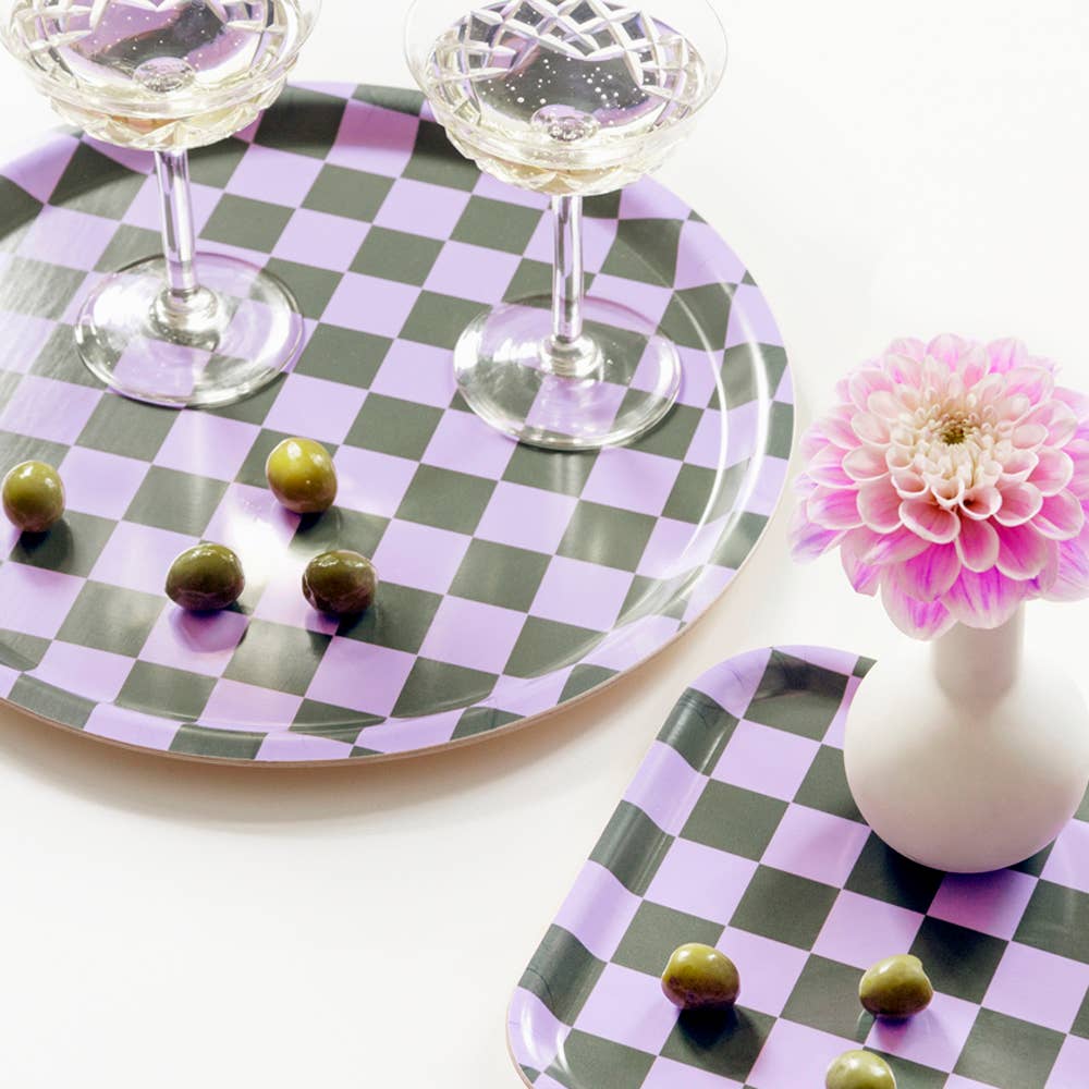 Serviertablett "CHECKER" - Lilac/Olive