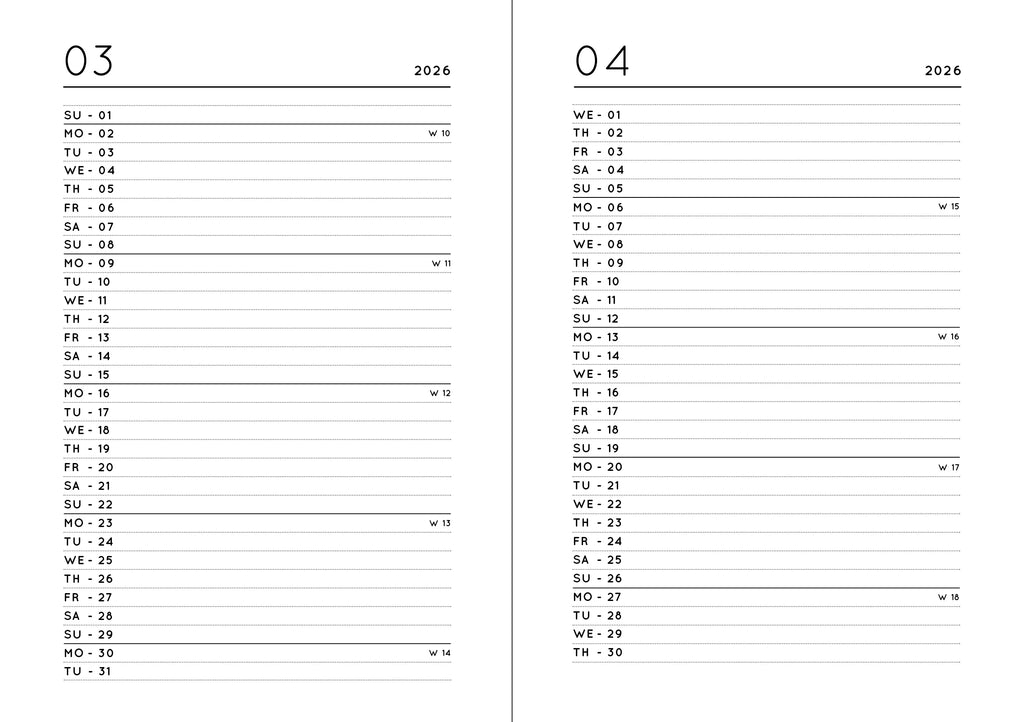 Pocket Kalender 2026 "GEO TYPE" - Lavender