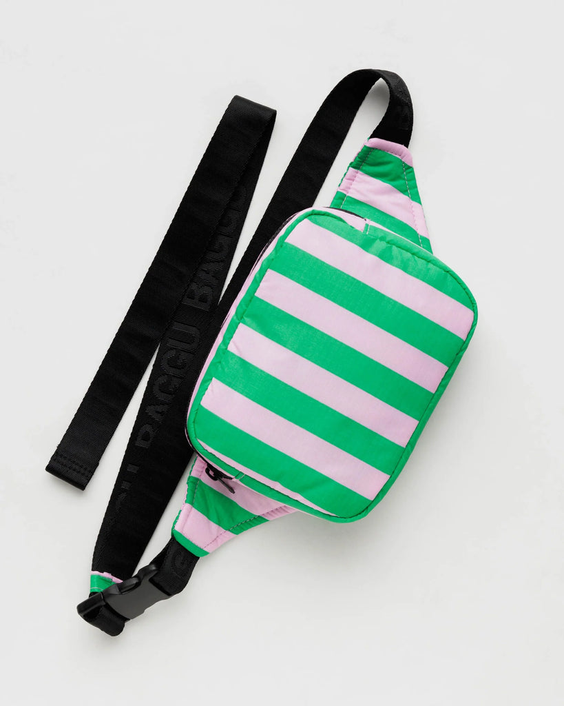 Bum Bag "Puffy Funny Pack" Pink Green Stripe