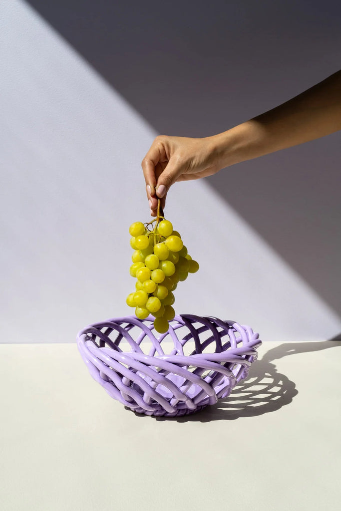 Ceramic Basket "Sicilia"- Lilac
